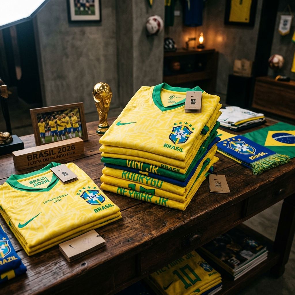 Amostra das camisas da Seleção Brasileira em liquidação