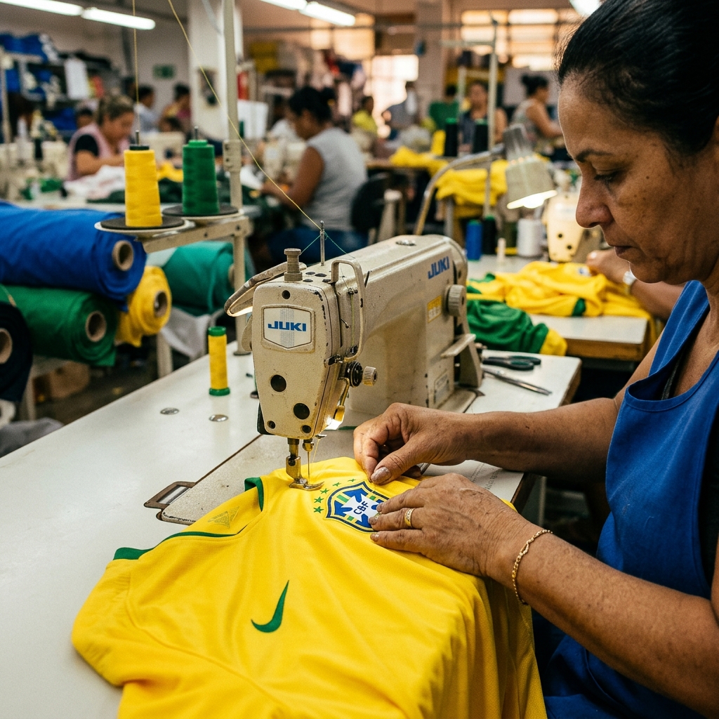 Detalhes da produção artesanal das camisas na Fut SP